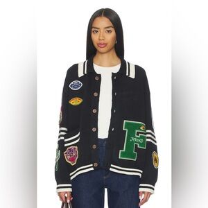 Found varsity patch cardigan